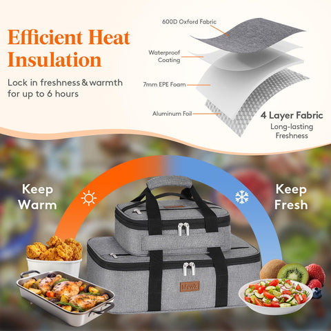 Lifewit open small compartment holding a square dish for organized two-dish transport