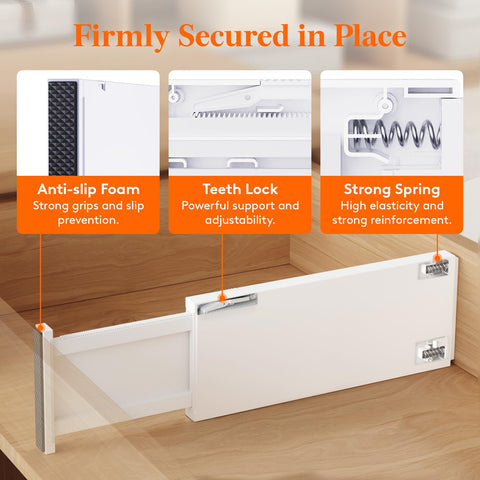Lifewit divider expanded inside drawer creating neat compartments