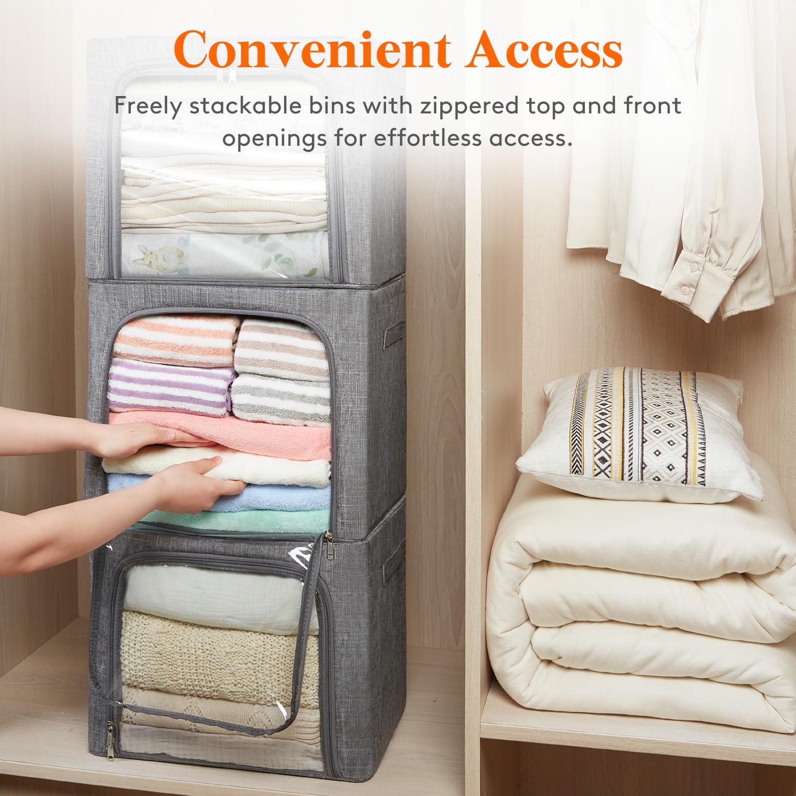 Lifewit bins folded flat to illustrate compact storage and space-saving