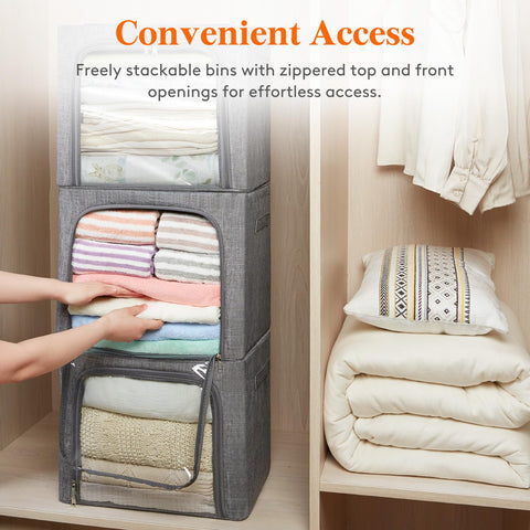 Lifewit bins folded flat to illustrate compact storage and space-saving