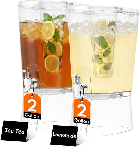 Lifewit front view of two clear 2-gallon dispensers showing capacity and modern design