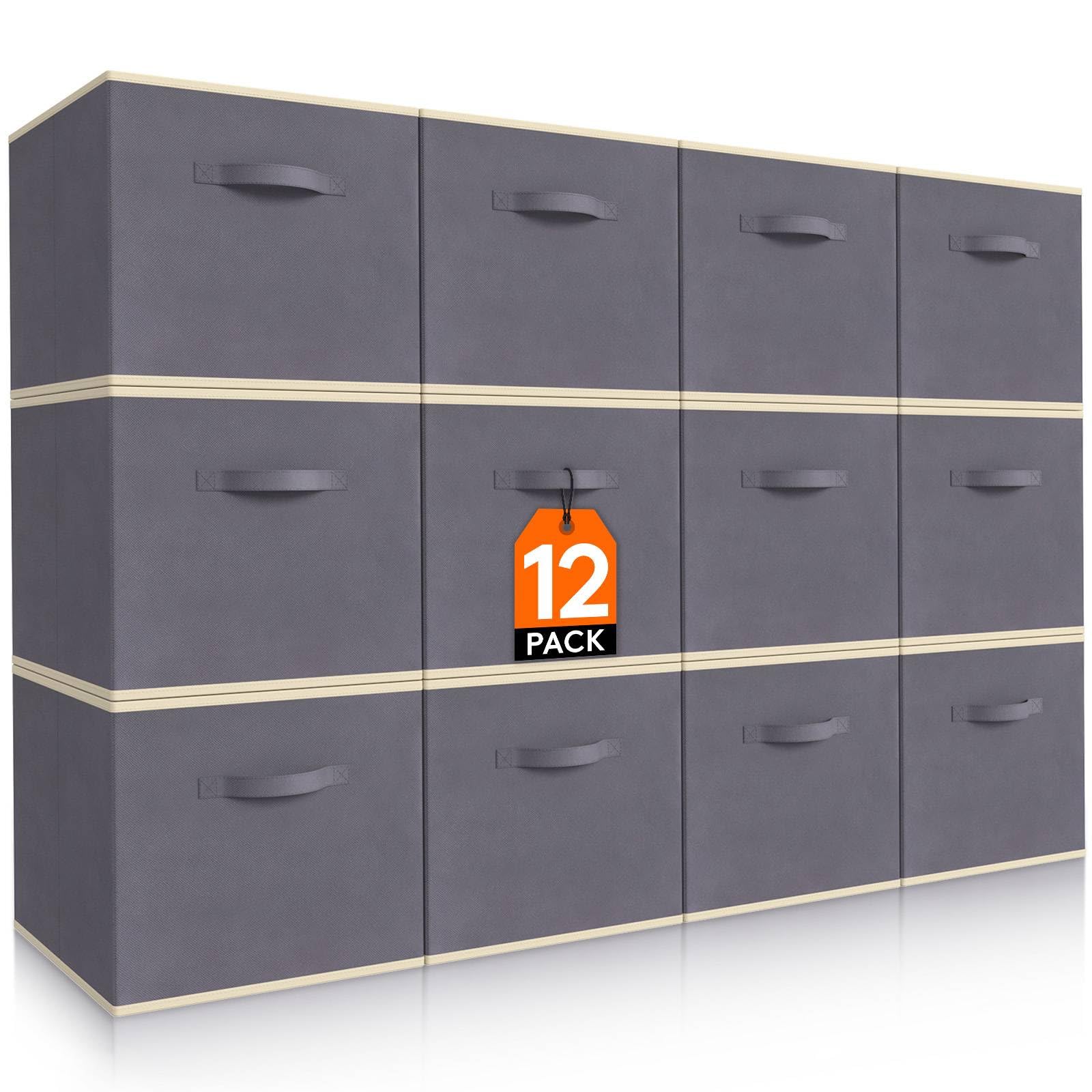 Lifewit front view of 12-pack gray cubes showing neat storage and easy organization