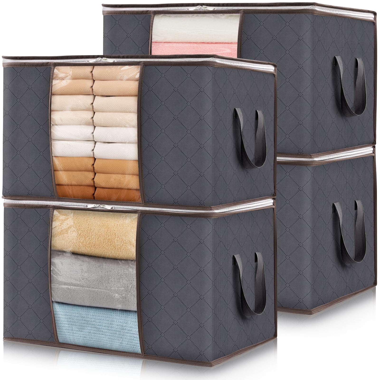 Lifewit front view showing four stacked bags and space-saving benefit