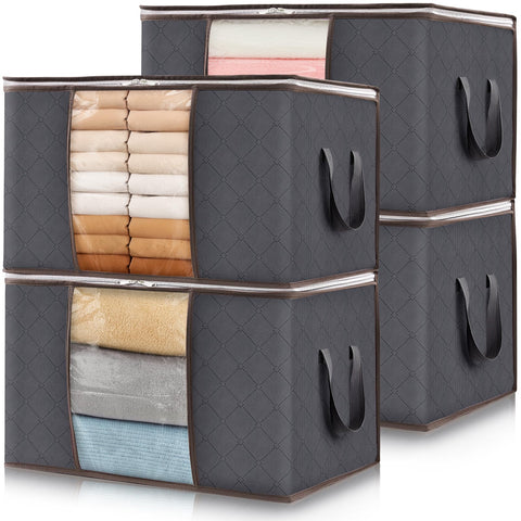Lifewit front view showing four stacked bags and space-saving benefit