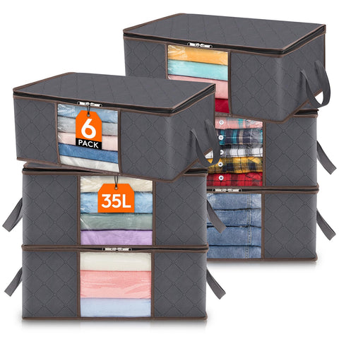 Lifewit front view showing six gray foldable storage bags and organized look