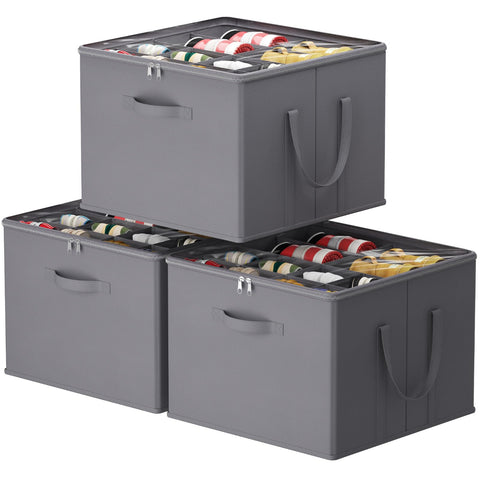 Lifewit front view of 3-pack boxes showing organized shoes and neat storage benefit