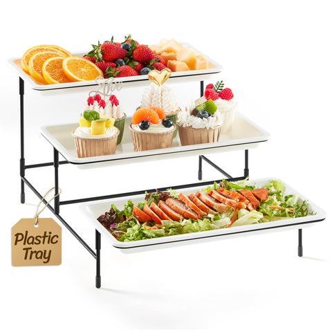 Lifewit front view of three-tier serving tray shows elevated presentation benefit