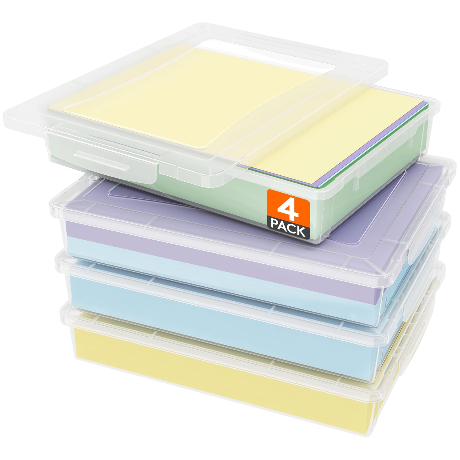 Lifewit front view of four clear bins showing compact organization benefit