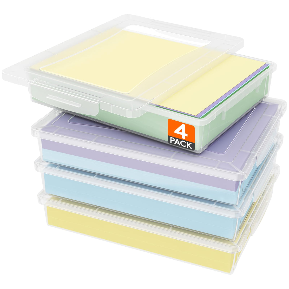 Lifewit front view of four clear bins showing compact organization benefit