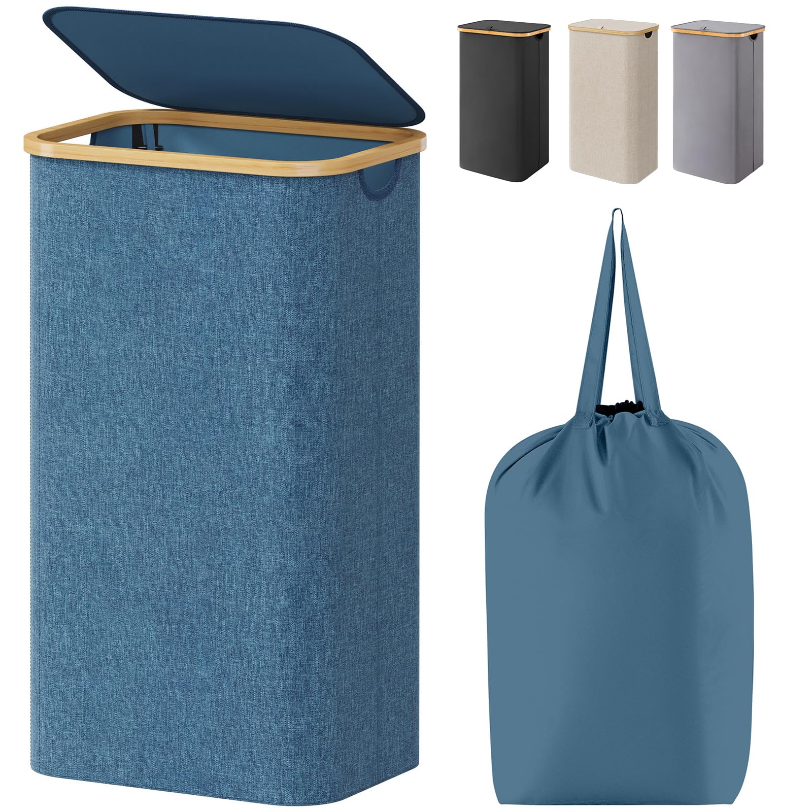 Lifewit front view dark blue showing large capacity and covered lid for neat storage