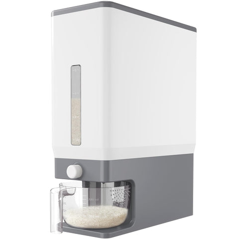 Lifewit front view of rice dispenser showing compact design and capacity benefit