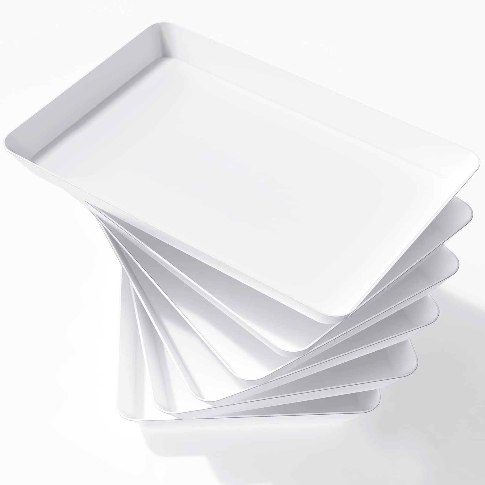 Lifewit front view of six white serving trays showing clean presentation and capacity