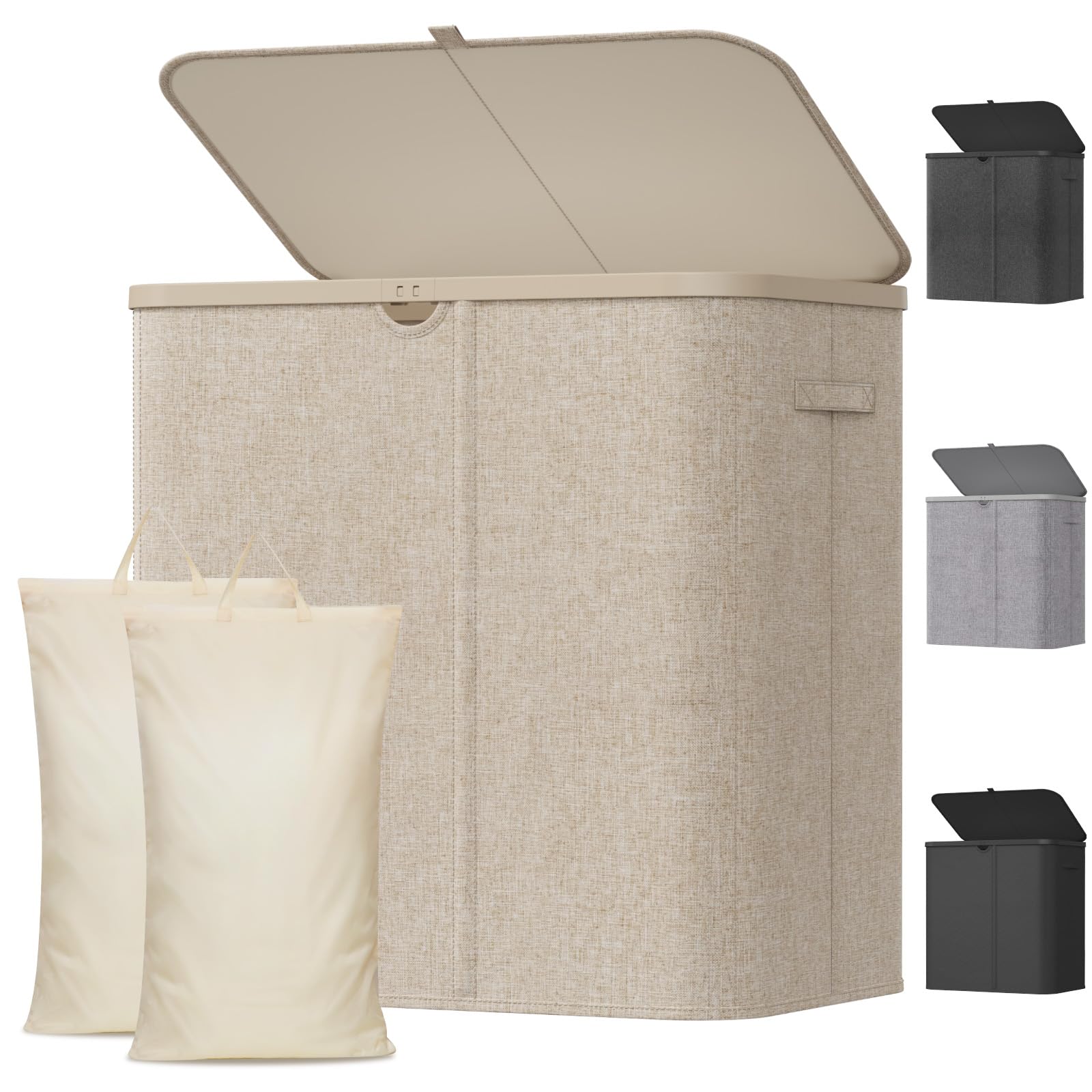 Lifewit front view of tall laundry basket showing lid and structure for organized storage