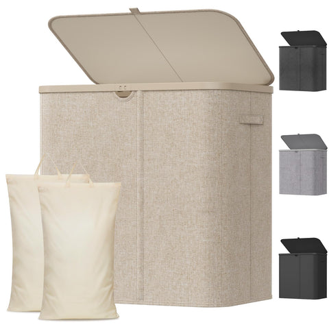 Lifewit front view of tall laundry basket showing lid and structure for organized storage