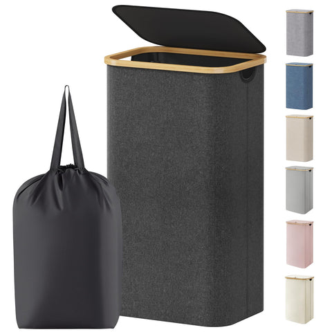 Lifewit front view of large dark gray laundry basket for organized storage