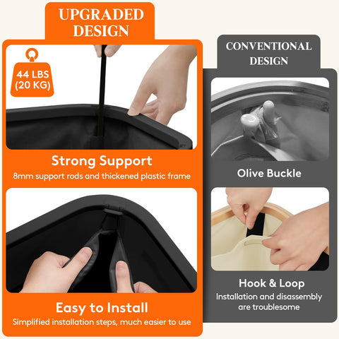 Lifewit lid detail showing secure closure to keep laundry out of sight benefit