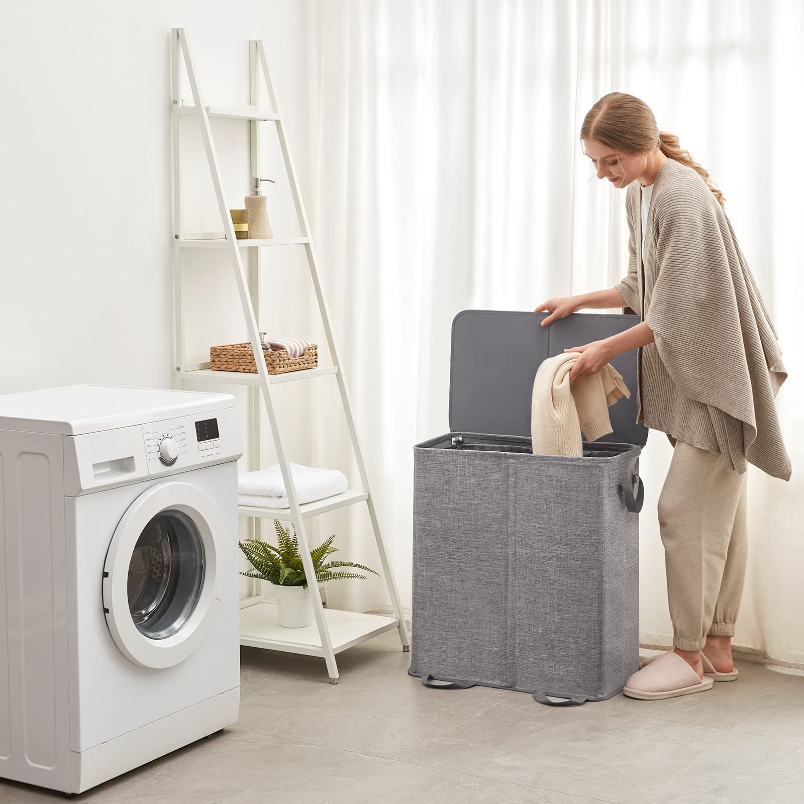 Lifewit hamper in bathroom setting showing tidy decor and space-saving benefit