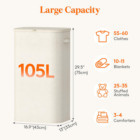 Lifewit open hamper with removable inner bag for easy laundry trips