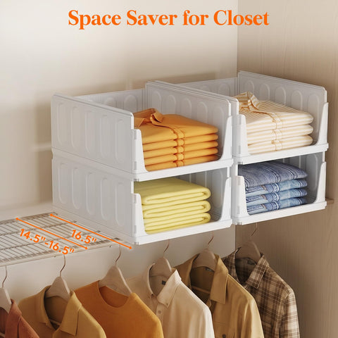 Lifewit bins installed in a bedroom closet for tidy clothing storage benefit