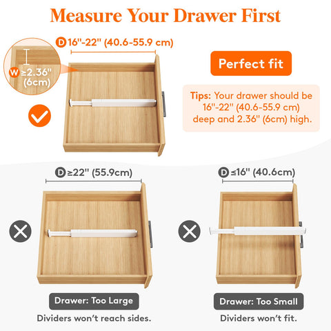 Lifewit dividers installed vertically creating tidy utensil rows