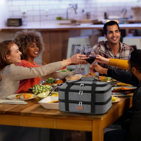 Lifewit carrier on a potluck table showing organized transport and presentation