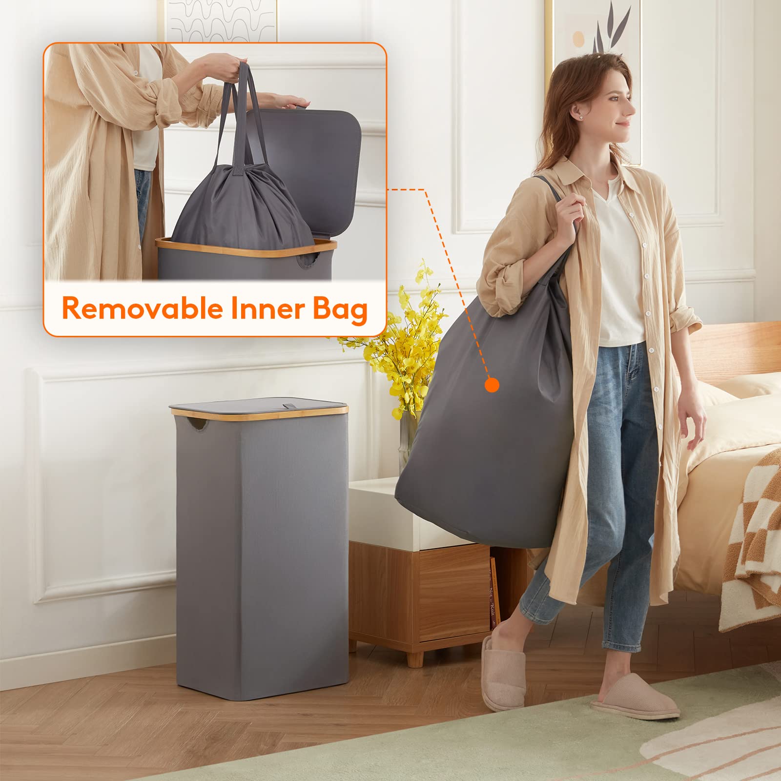 Lifewit close-up of inner bag fabric highlighting machine-washable convenience