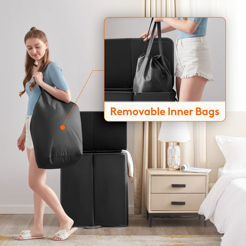 Lifewit removable inner bag close-up with handle for easy laundry transport