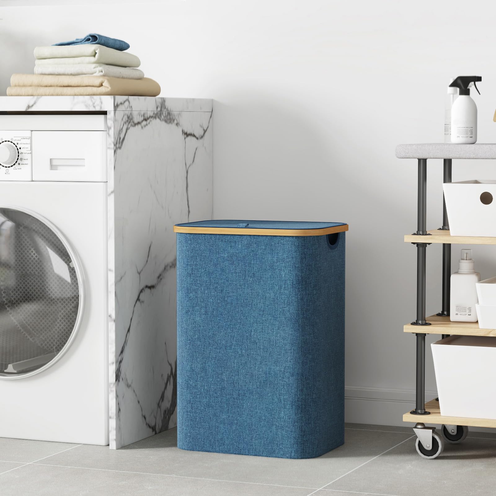 Lifewit lid closed top detail keeps laundry contained and reduces odors