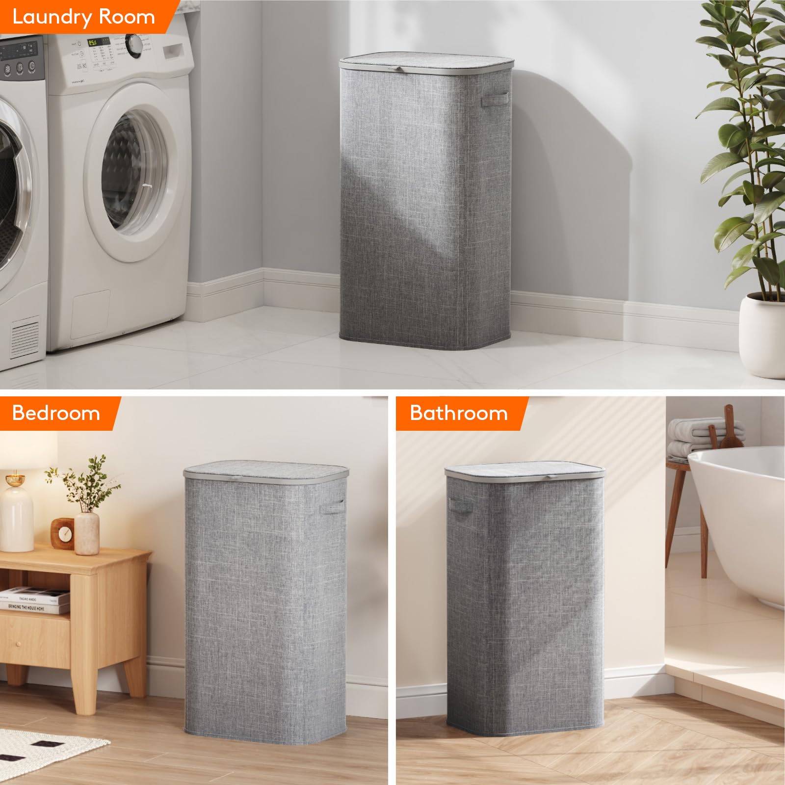 lifewit in bathroom and bedroom lifestyle setting conveying organized, clutter-free living