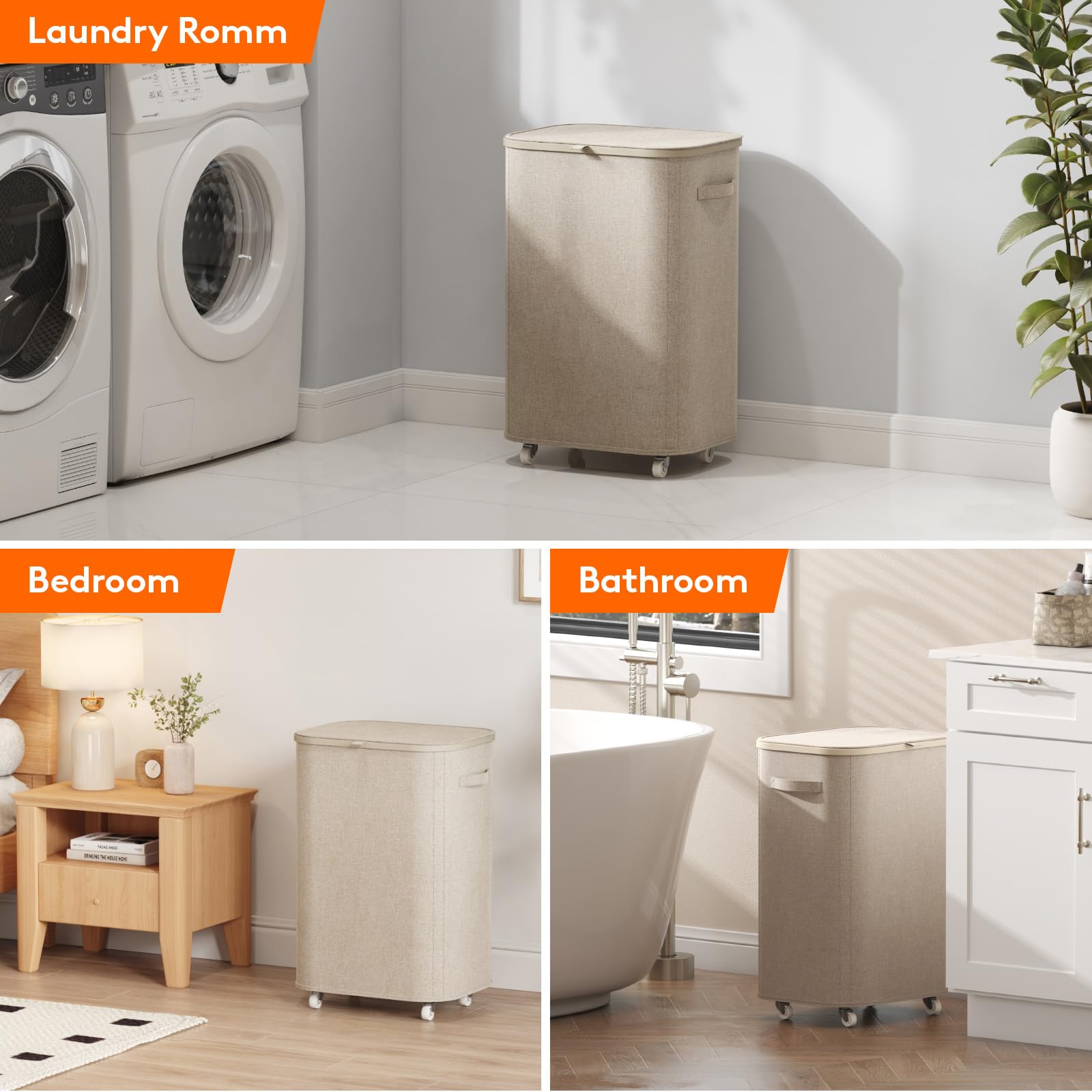 Lifewit laundry basket in bathroom lifestyle scene promoting tidy organization