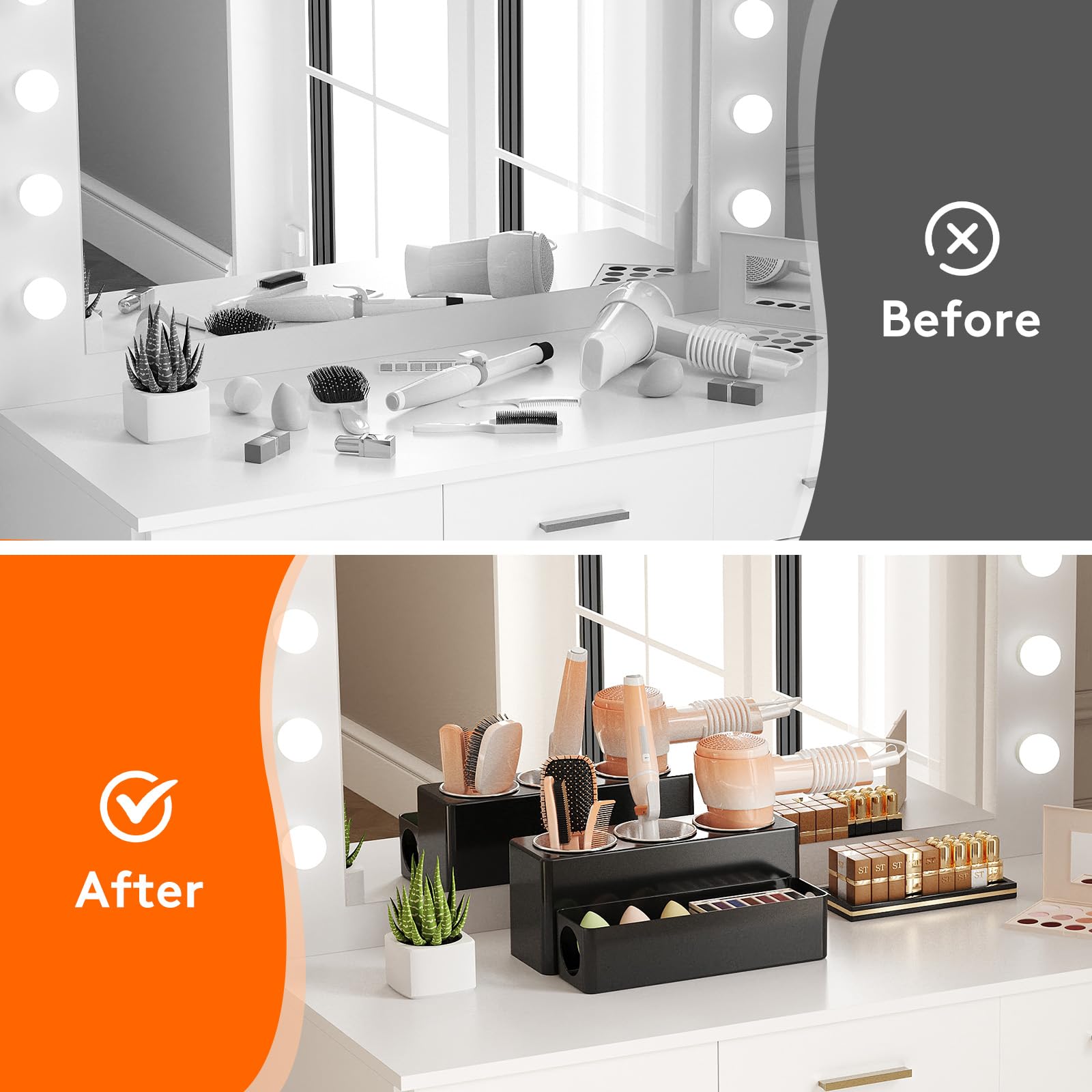 Lifewit on bathroom vanity in lifestyle scene showing clutter-free styling benefit