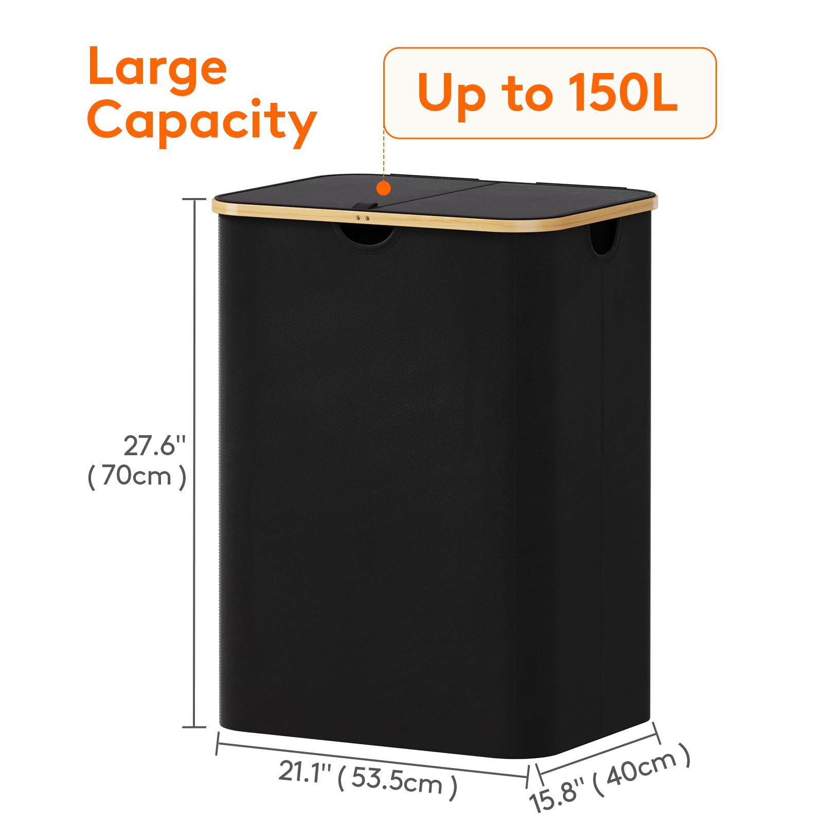 Lifewit open top displaying 150L capacity for multiple loads