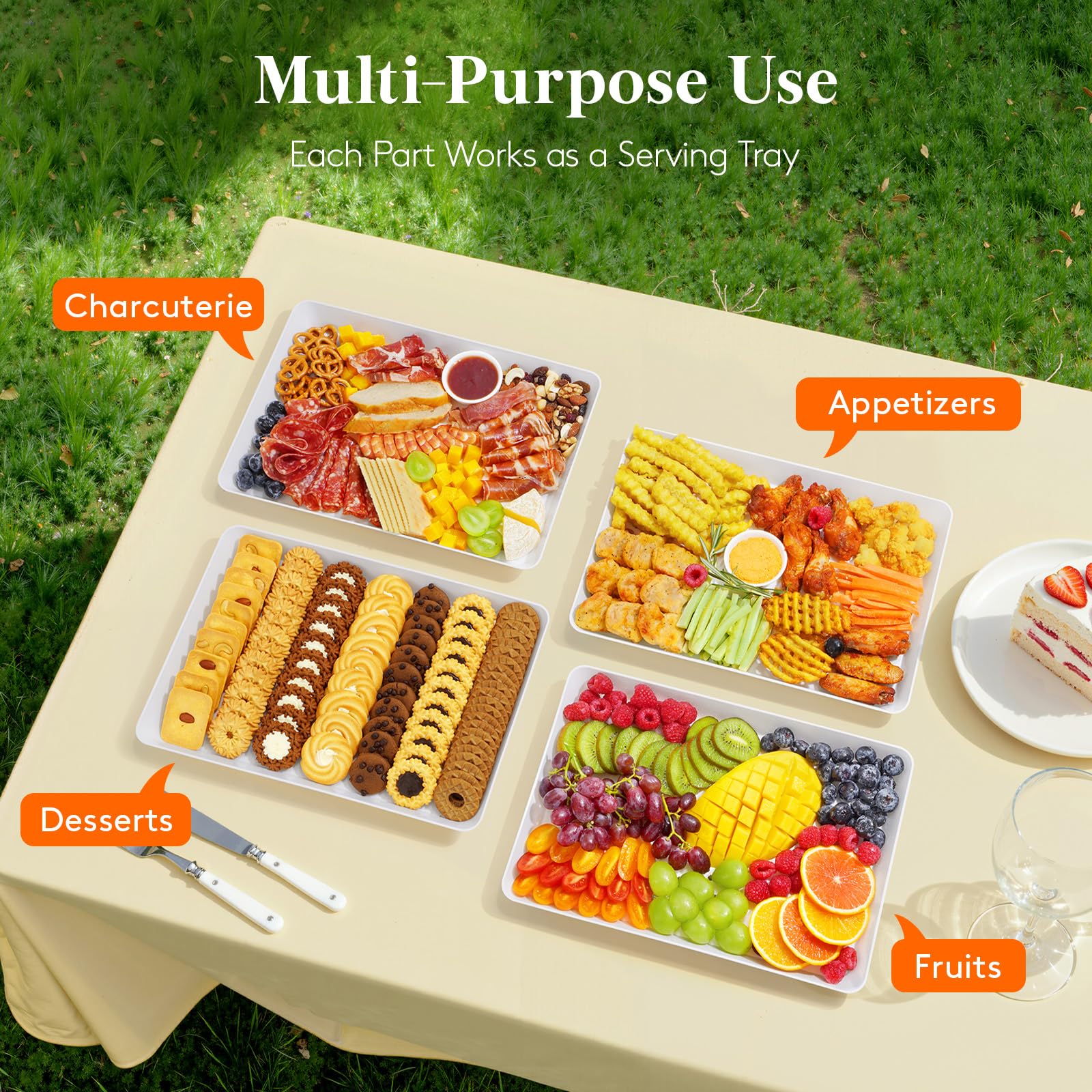 Lifewit serving tray on picnic blanket illustrating outdoor portability and use