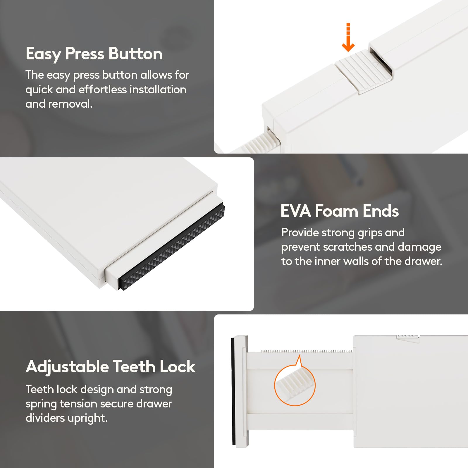Lifewit press-button adjustment close-up enabling quick tool-free installation