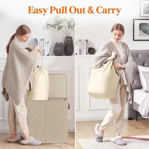 Lifewit removable laundry bag with handle showing easy transport benefit