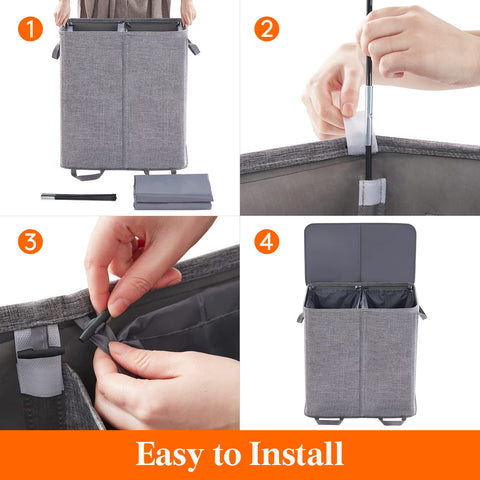 Lifewit removable laundry bags closeup showing drawstring and carry handles benefit