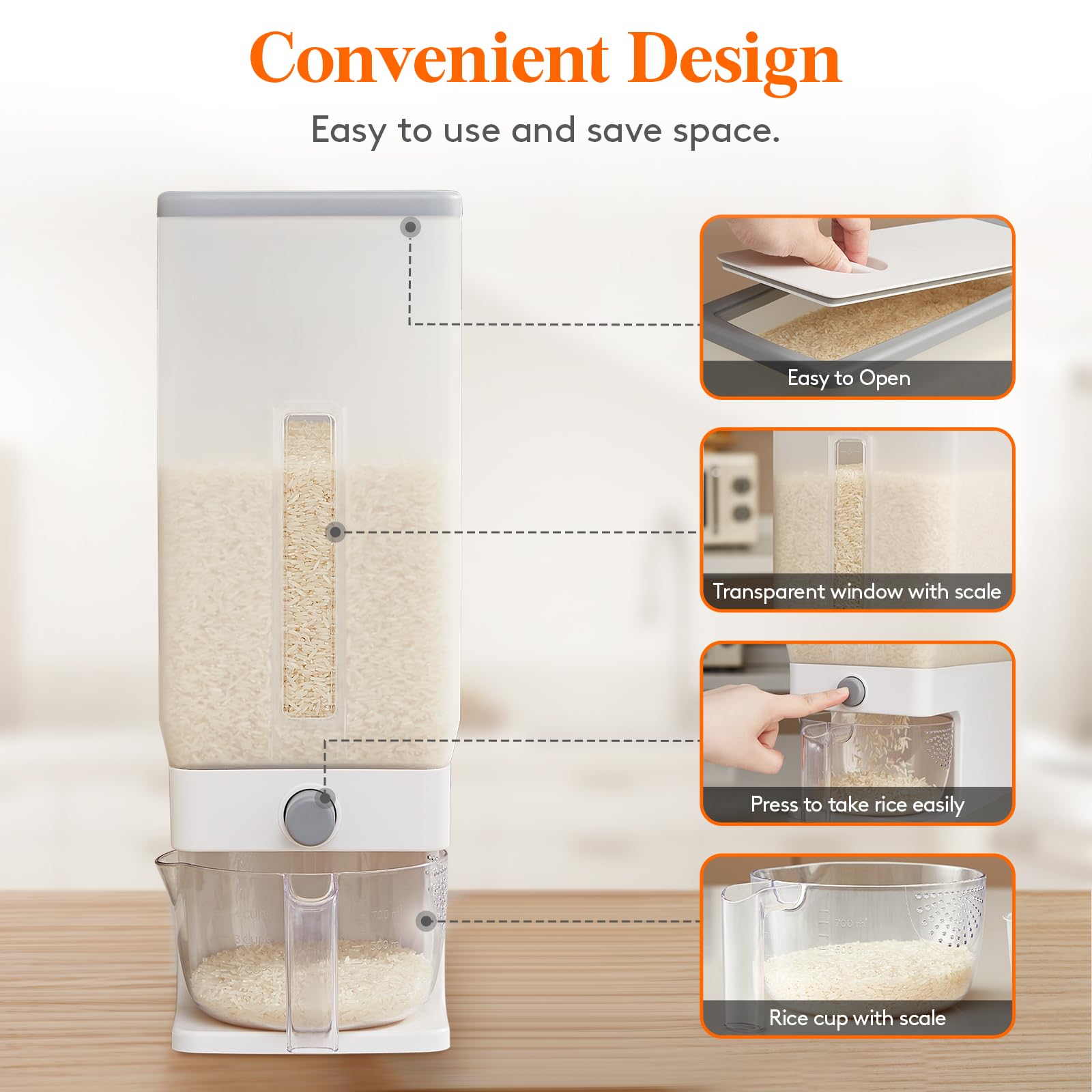 Lifewit dispense button in use for controlled portion benefit