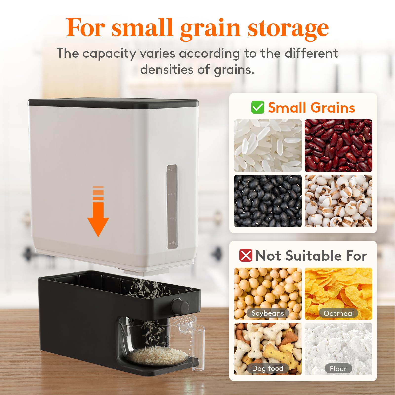 Lifewit rice-filled close-up demonstrating clean storage and visibility