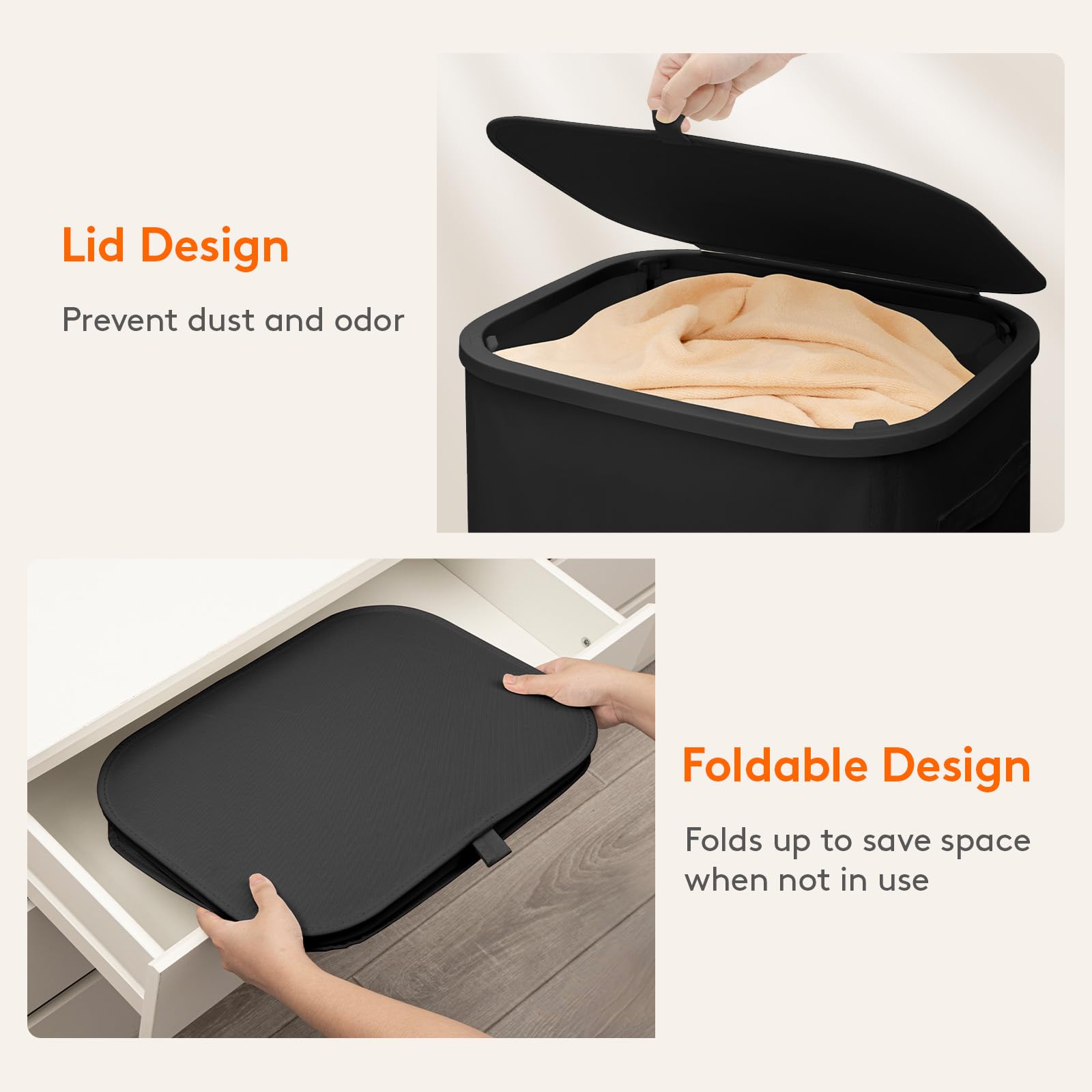 Lifewit laundry basket next to common items showing size comparison