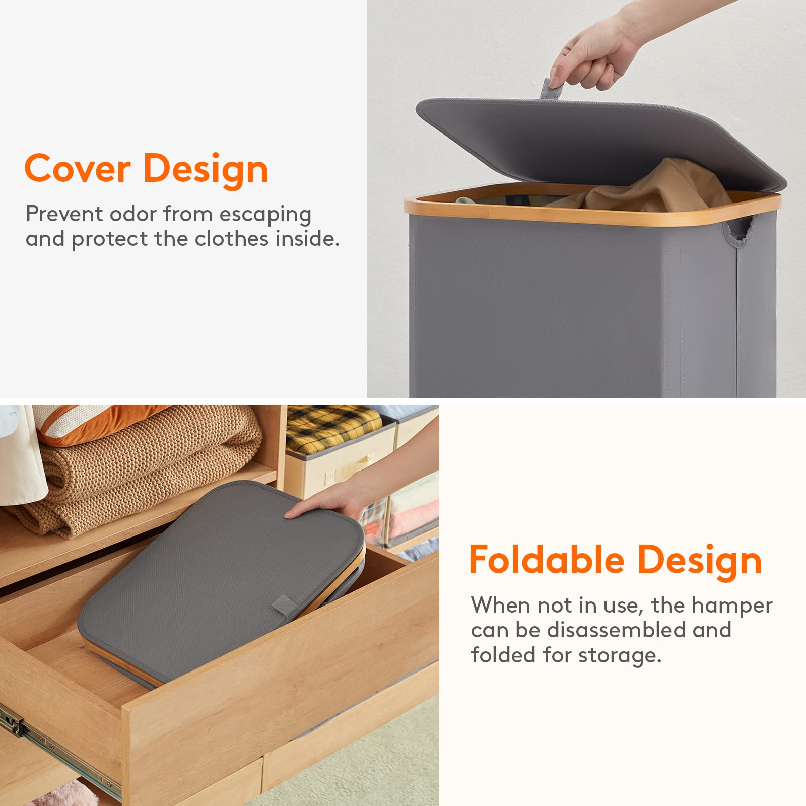 Lifewit next to stacked towels showing 105L capacity for multiple loads