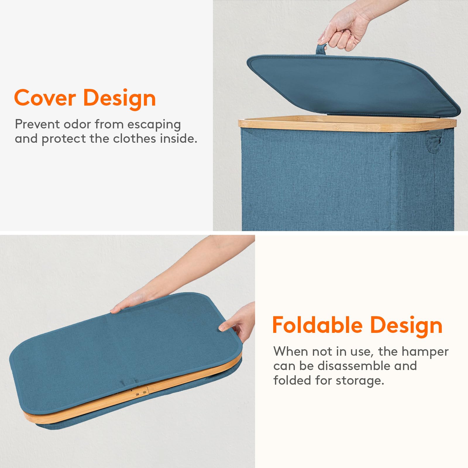 Lifewit beside stacked towels illustrating scale and 105L holding capacity