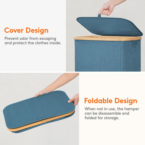 Lifewit beside stacked towels illustrating scale and 105L holding capacity