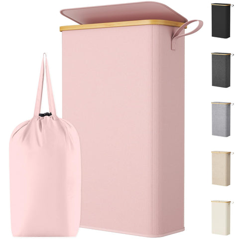 Lifewit slim hamper front view showing compact vertical storage benefit