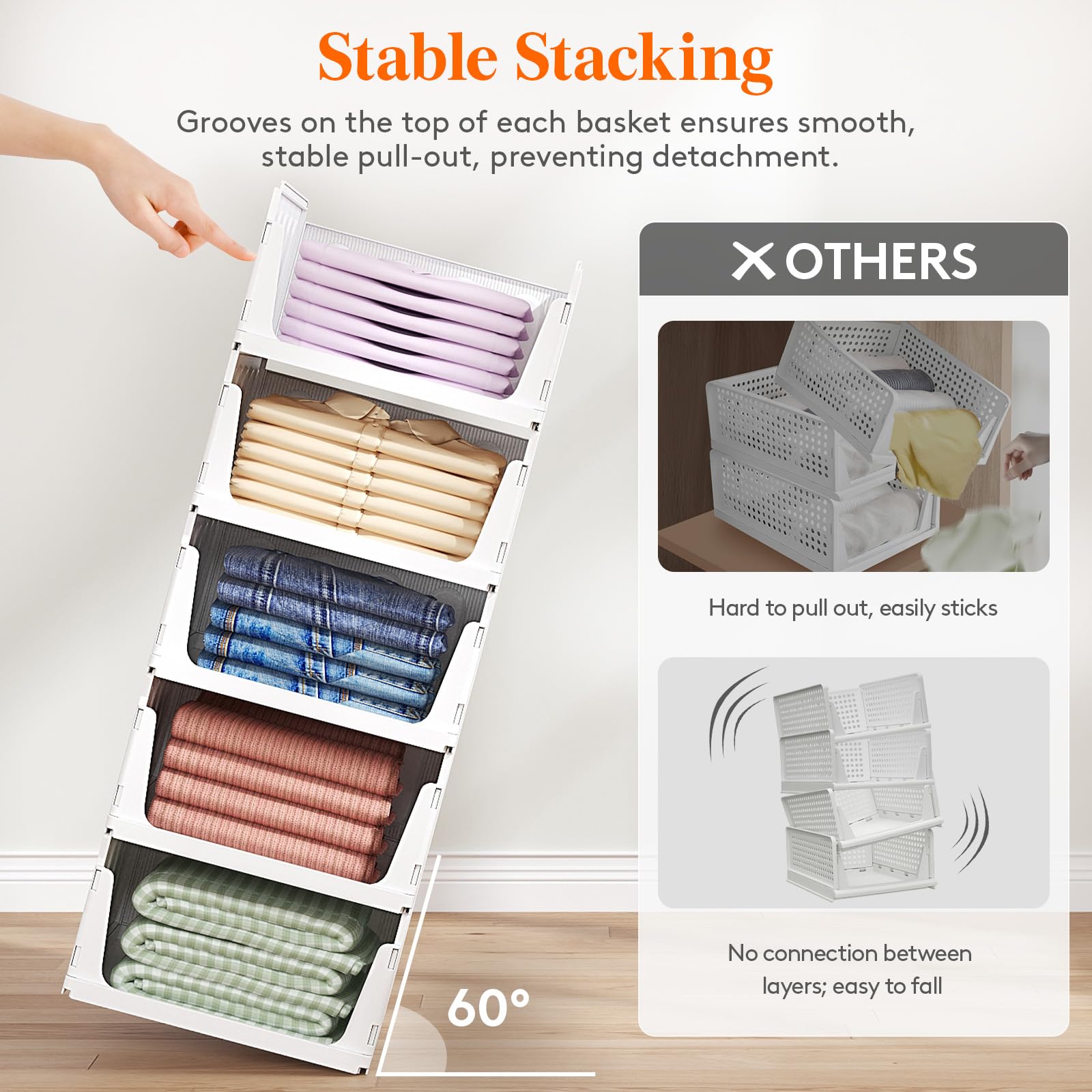 Lifewit view of stacked grooves illustrating secure stable stacking benefit