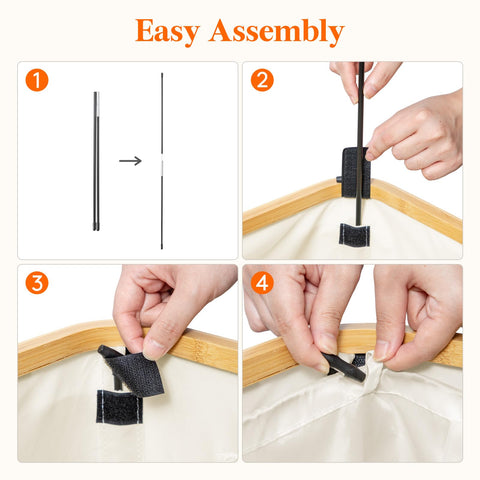 Lifewit fiberglass support rods inserted to show stable upright frame construction