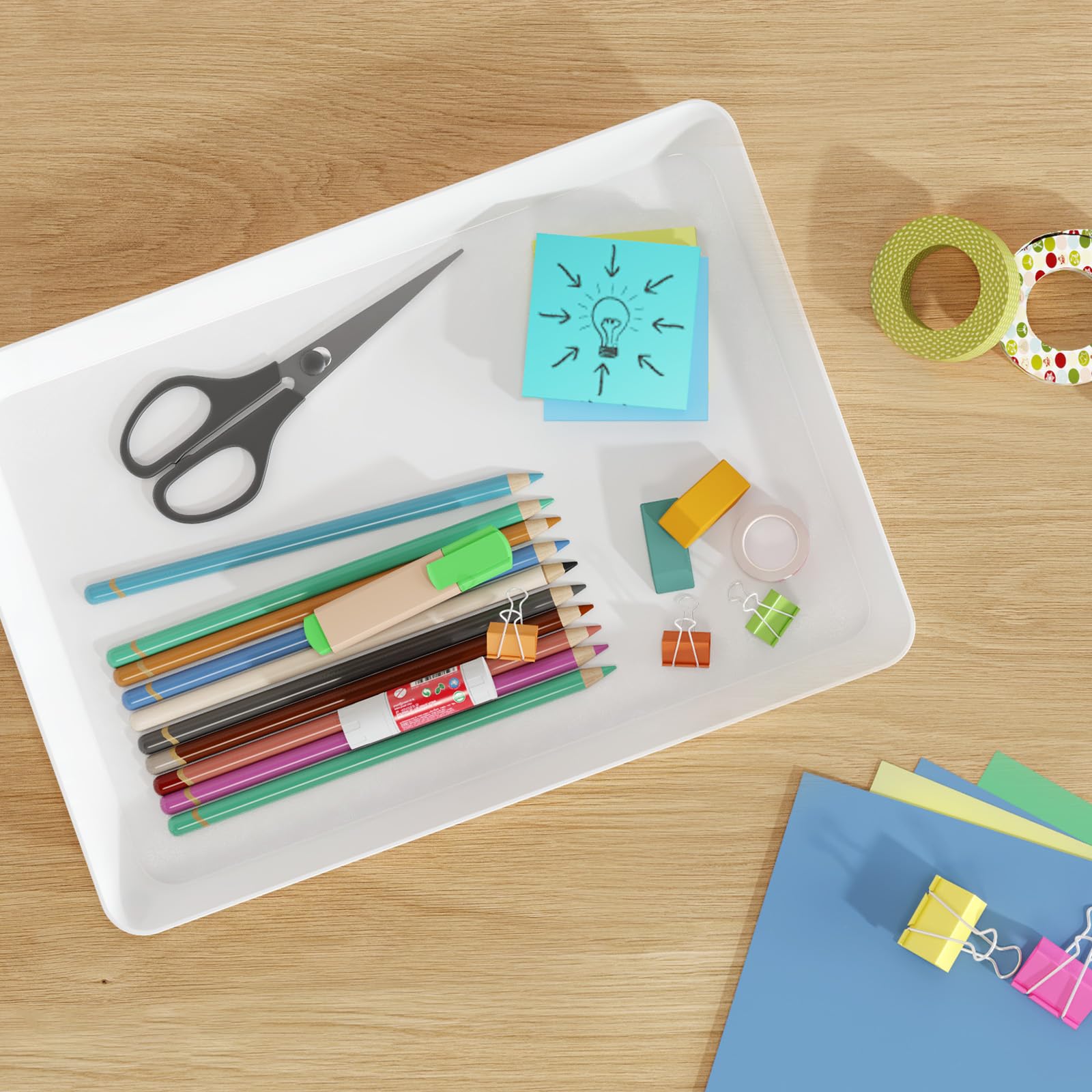 Lifewit trays holding craft supplies showing multi-use versatility and organization