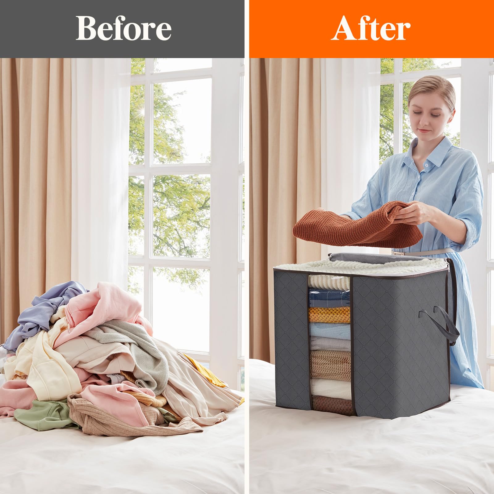 Lifewit bag sliding under bed illustrating space-saving storage