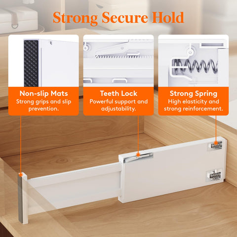 Lifewit dividers arranged vertically in closet drawer to separate folded clothing