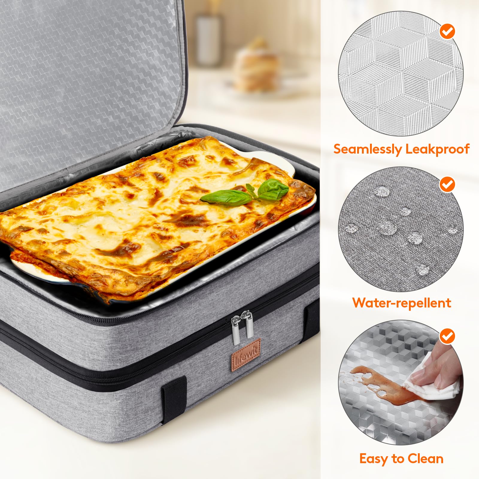 Lifewit top zipper pocket and wide zipper opening for quick utensil access