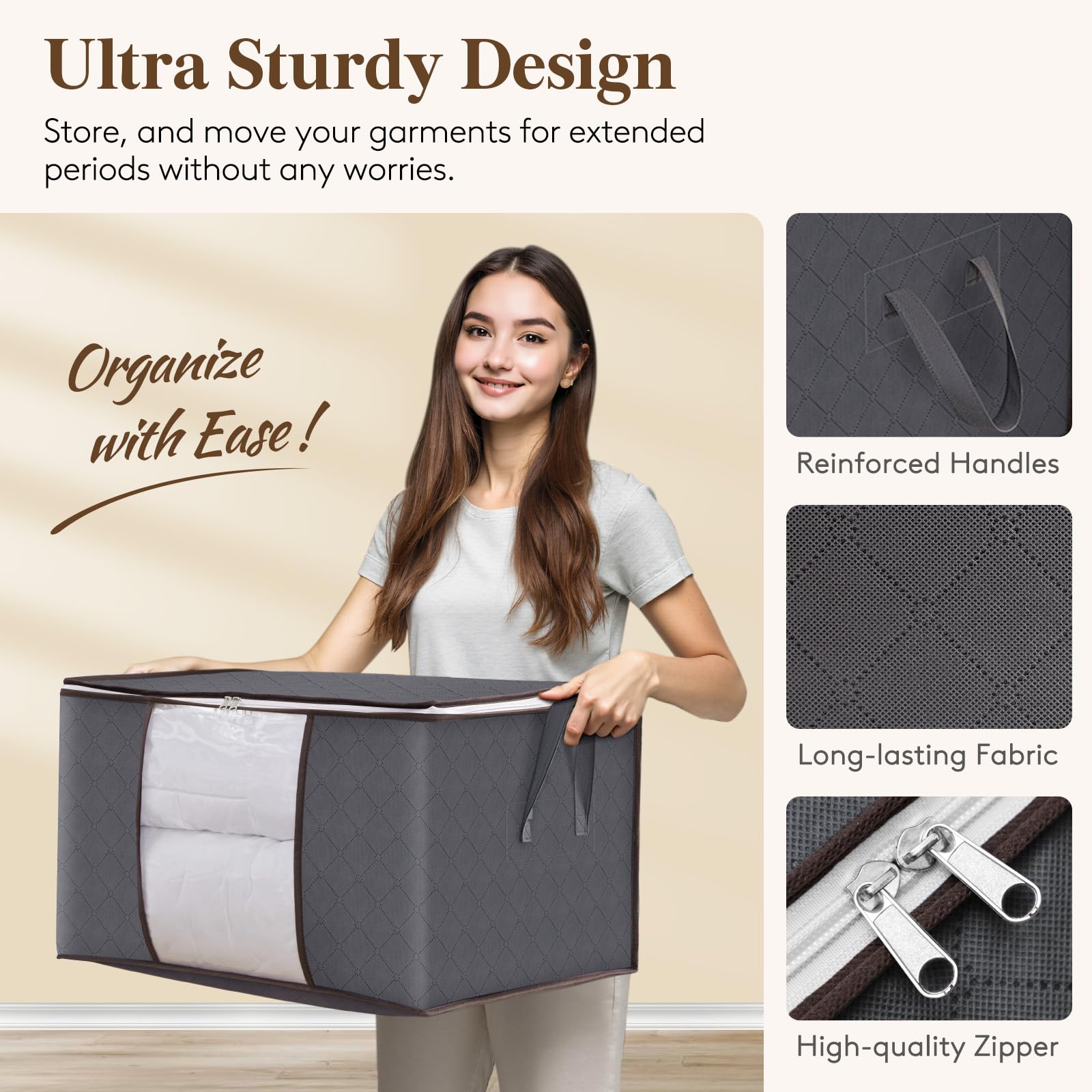 Lifewit #5 stainless-steel two-way zipper close-up for durable access